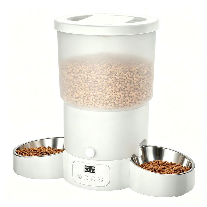 Gimars 5L Futterautomat Katze 2 Näpfe mit LCD-Anzeige Einfache Einrichtung, Programmierbar für 1–6 M