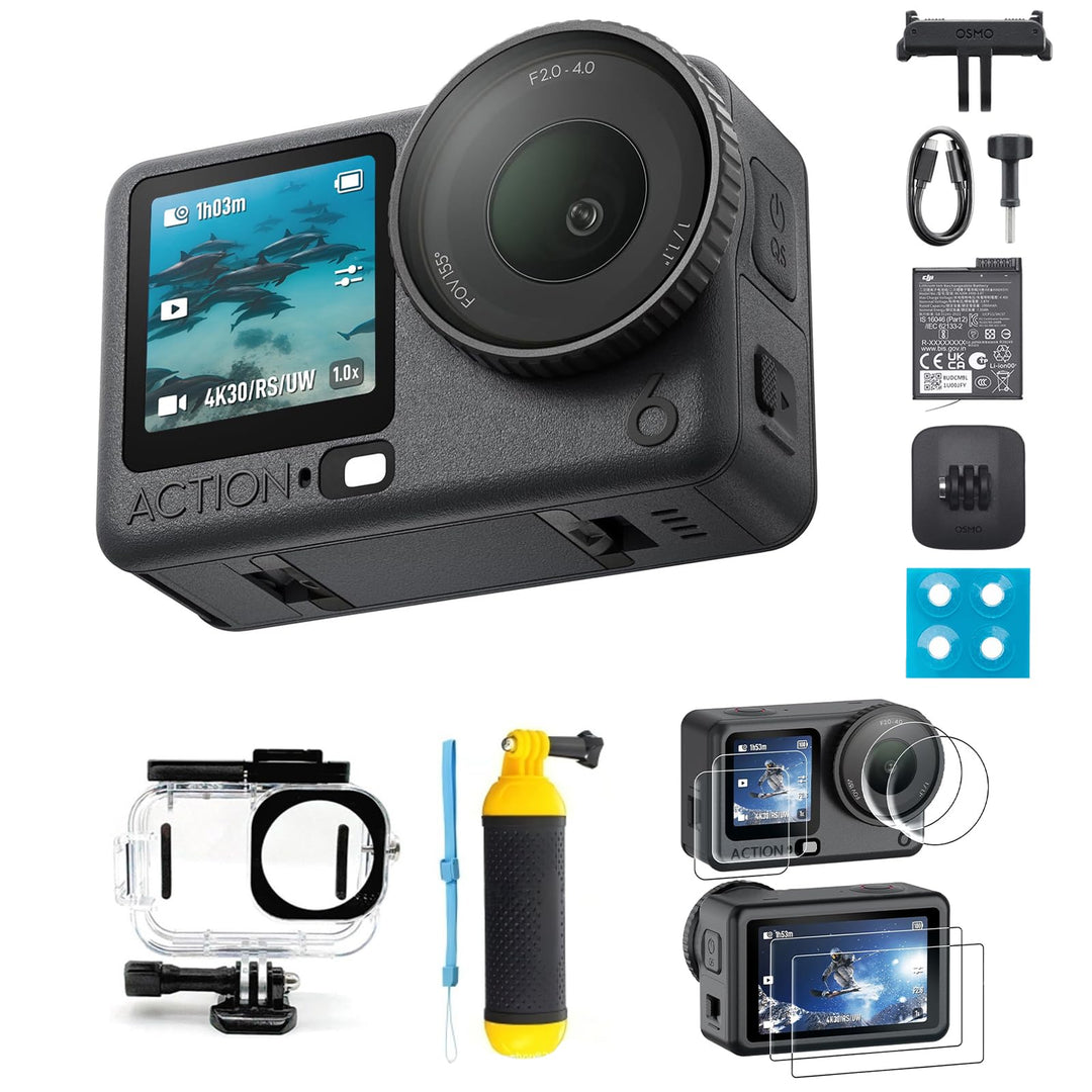 DJI Osmo Action 6 Standard Combo Linsenschutz + Speicherkarte Combo mit Zubehör, Action-Cam mit 1/1,