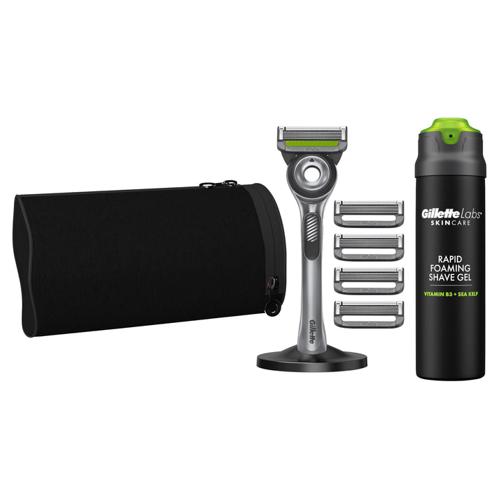 Gillette Labs Rasierer für Männer mit Reinigungs-Element, UEFA Champions League Special Gold Edition