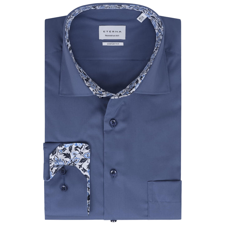 ETERNA Hemd Langarm | Comfort Fit | Bügelfrei, Knitterfrei | 100% Baumwolle 45 Blau-(17), 45 Blau-(1