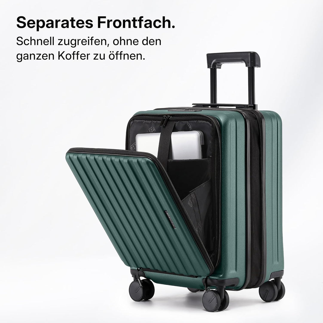 Münicase Koffer Expandierbar – Hartschalen-Trolley mit Oberseiten-Öffnung, Kompressionsgurt &amp; Extra