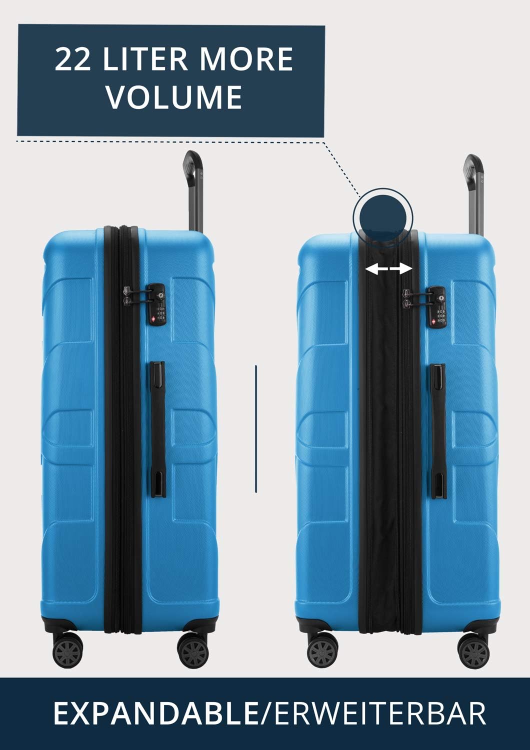SUITLINE grosser Hartschalen-Koffer Koffer Trolley Rollkoffer XL Reisekoffer, TSA, 76 cm, ca. 96-110