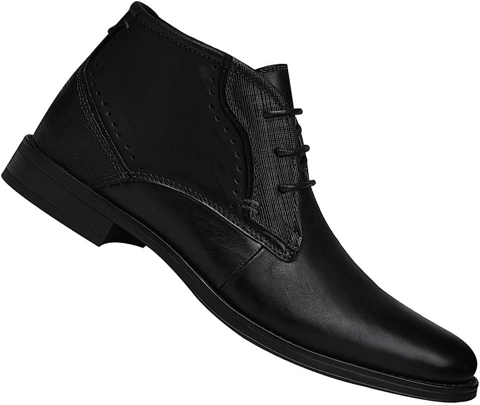 rismart Herren Knöchel hoch Runder Zeh Stilvoll Leder Chukka Bootsschuhe 44 EU Schwarz A, 44 EU Schw