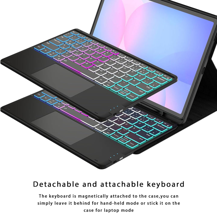 für Samsung Tab S10 FE+ Plus 13.1 Zoll Hülle mit Tastatur: Tastatur mit Touchpad &amp; 3-Zozen-7-Farbige