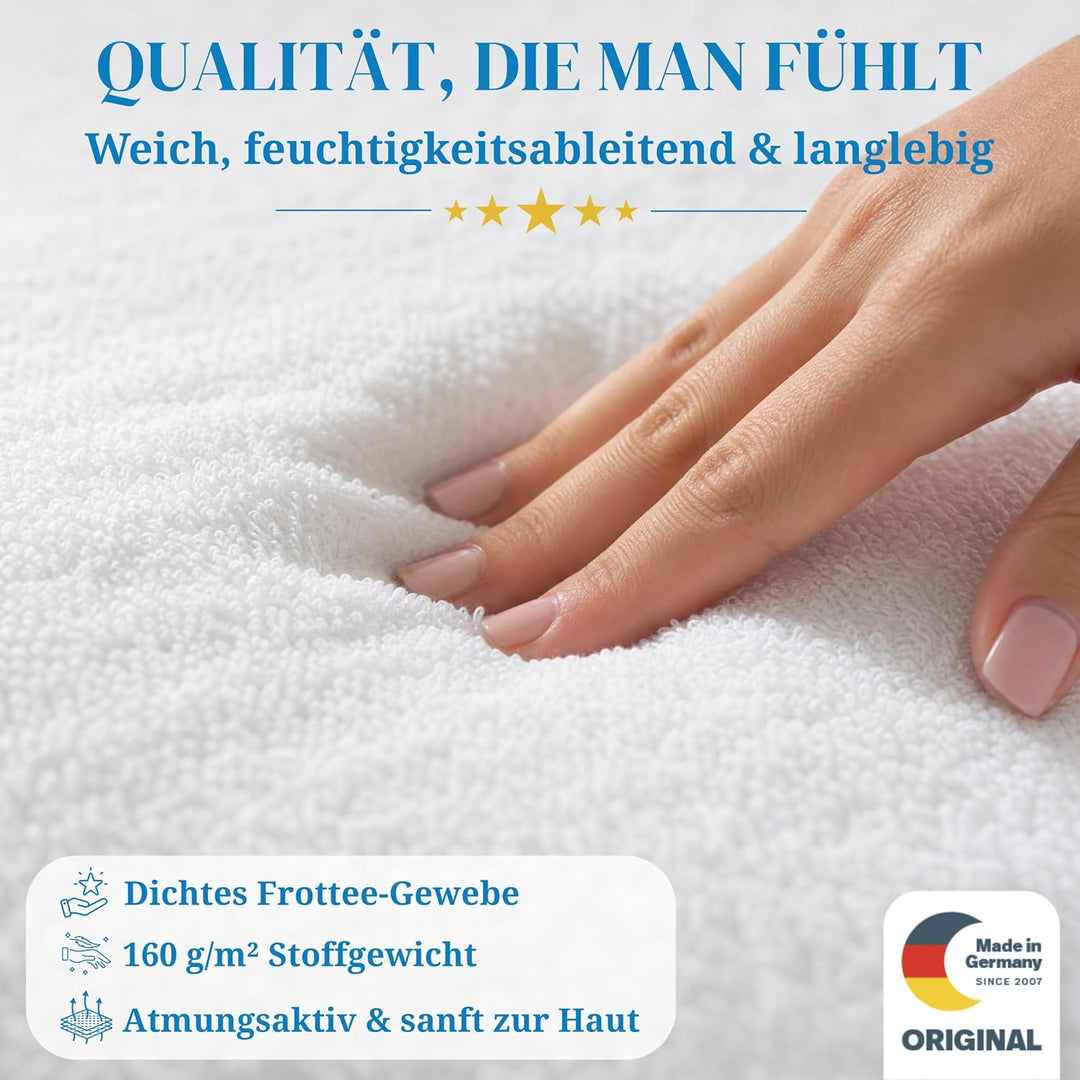 PROCAVE Matratzenbezug Frottee unversteppt 180 x 200 cm | Matratzen-Höhe 23-28cm | Matratzenschoner