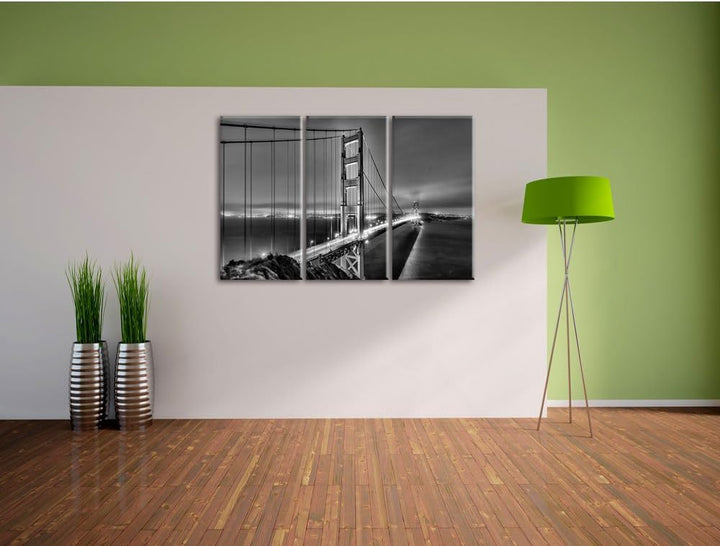 Pixxprint Golden Gate Bridge San Francisco als Leinwandbild/Grösse: 3 Teilig (120x80 cm) cm/Wandbild