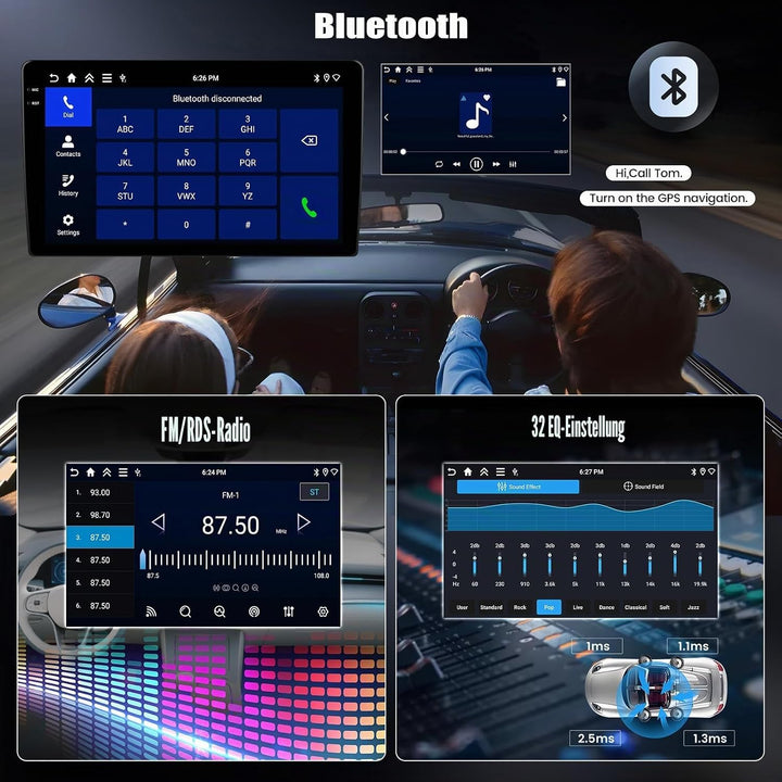 CAMECHO 4+64G 9 Zoll Android 15 Radio für Ford Transit 2009-2016 Focus 2005-2008, Ford Navi Autoradi