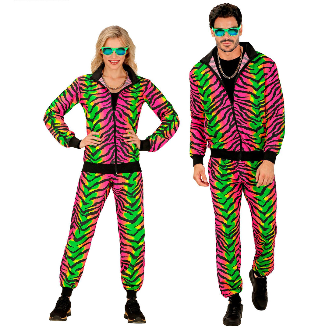 W WIDMANN MILANO Party Fashion - 80er Jahre Trainingsanzug Regenbogen - Rosa XXL, Regenbogen - Rosa