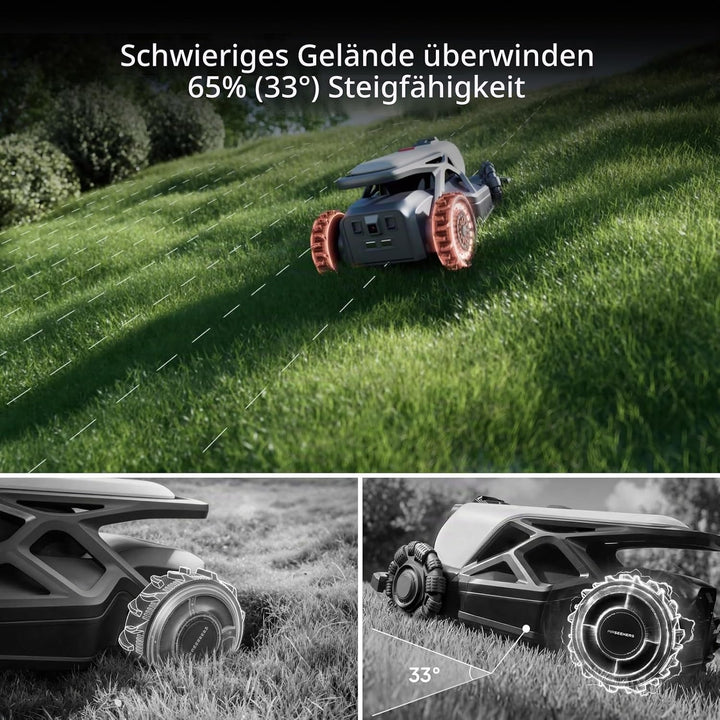 TRON SE Mähroboter ohne Begrenzungskabel, bis 1500m², VSLAM + nRTK Navigation mit 140° KI Vision, Ke