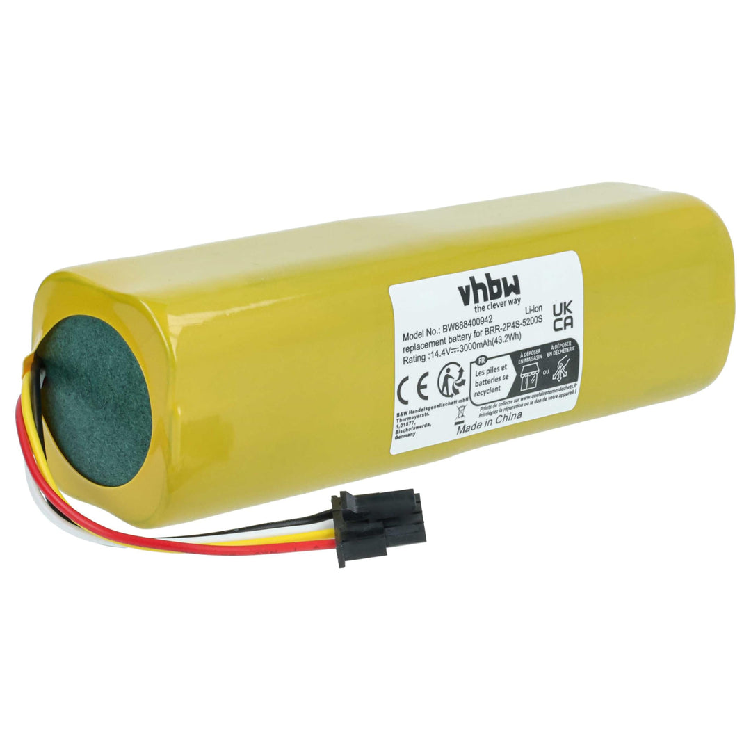 vhbw Akku kompatibel mit Xiaomi Roborock S6 S602-00 XM200009 RSD0070CE Saugroboter (3000 mAh, 14,4 V