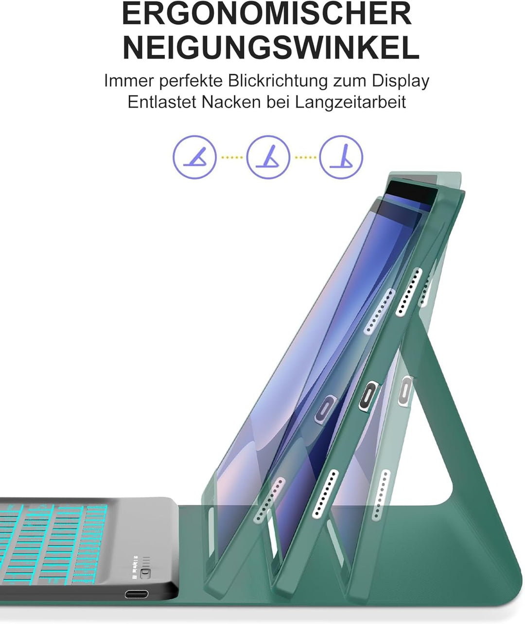 Hülle mit Deutscher QWERTZ-Tastatur für Samsung Galaxy Tab S10 Plus (2024), Tab S9 Plus (2023), S9 F