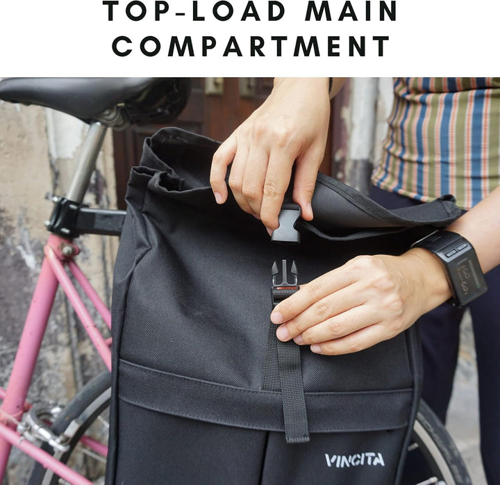 Vincita New Top Load Doppeltasche Wasserabweisende Fahrrad-Seitentaschen – mit Regenschutz, grossem