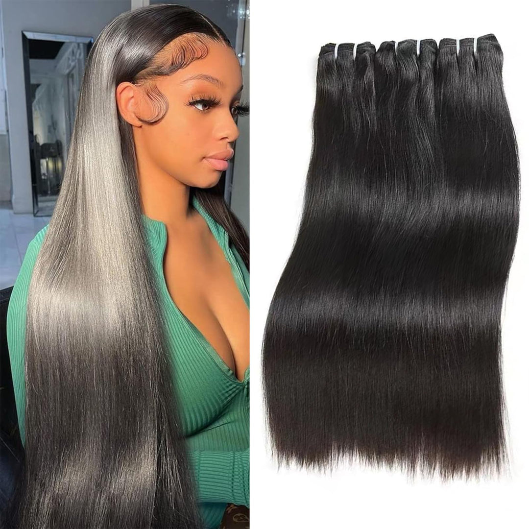 Straight Human Hair 3 Bundles, 100g/Bundle(300g Total), Brazilian Human Hair Bundles 100% Unprocesse