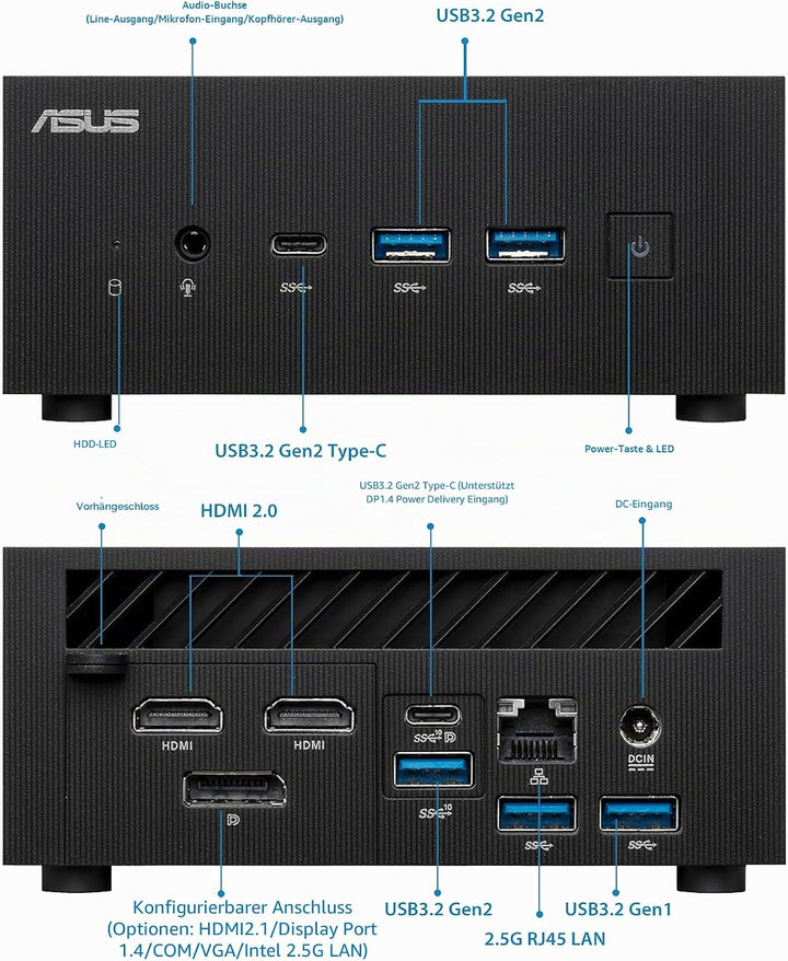 ASUS ExpertCenter PN52-BBR758HD Barebone Mini PC (AMD Ryzen 7 5800H, integrierte AMD Radeon Grafik,