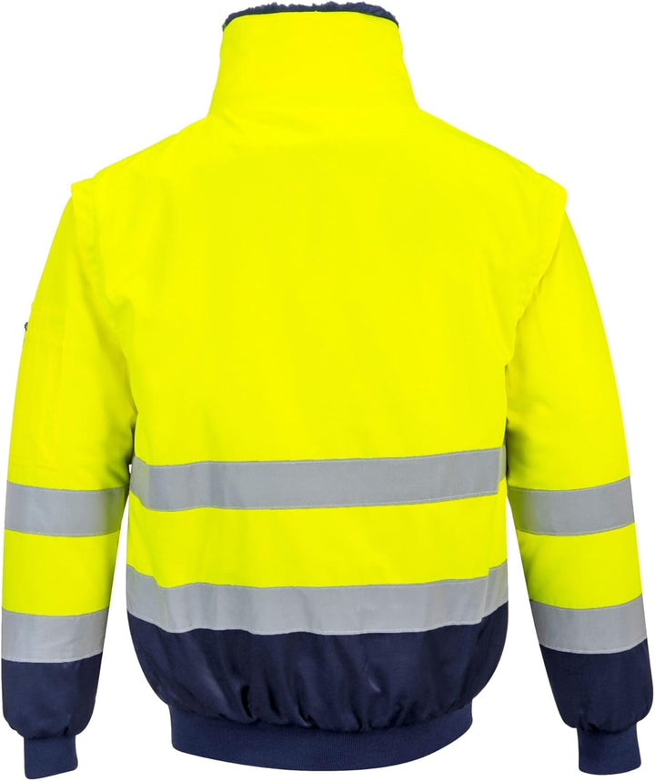 Portwest Hi-Vis Warnschutz 3-in-1 Pilotjacke, Grösse: L, Farbe: Gelb/Marine, PJ50YNRL L gelb / marin