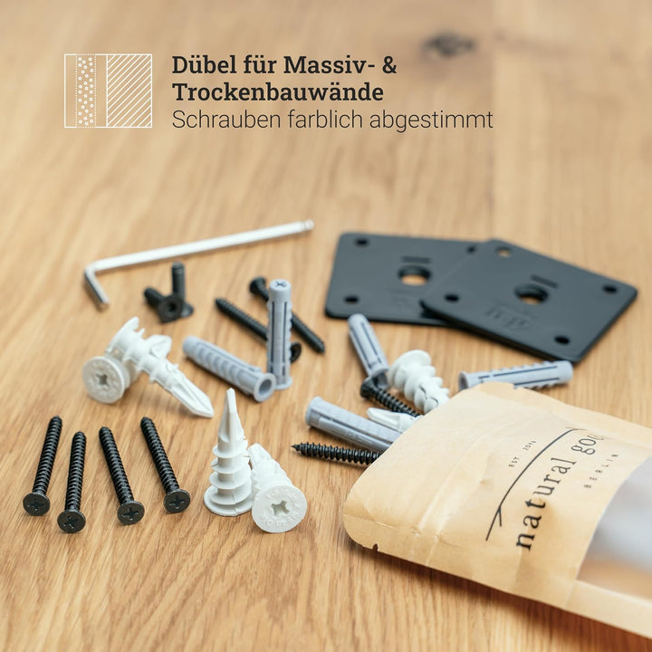 Natural Goods Berlin 1x Kleiderstange ÜBERECK Wandmontage - Garderobenstange L-Form für Flur, Bad od