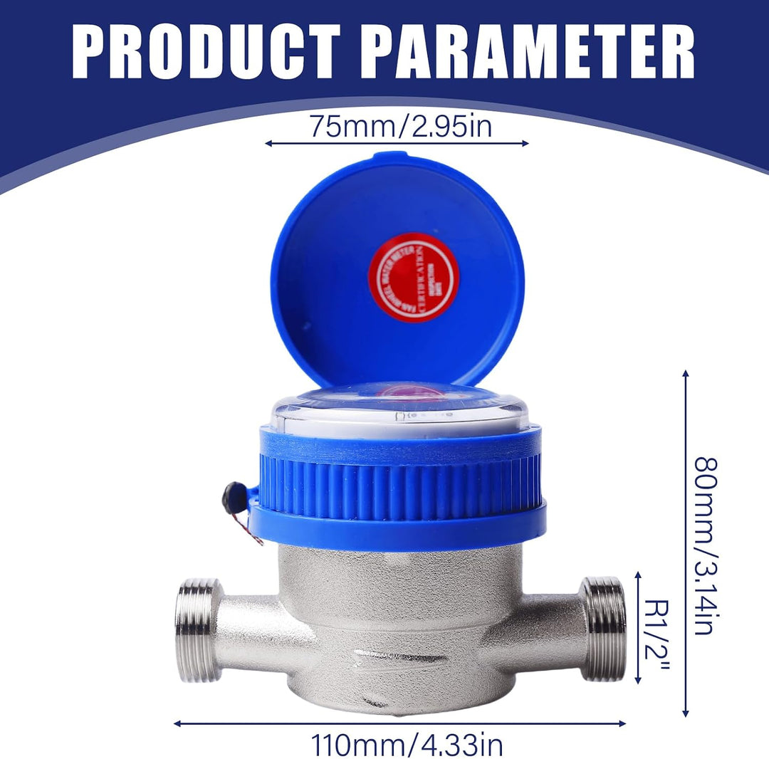 Wasserzähler Garten, 1/2 Zoll 15mm Gartenwasserzähler geeicht Kaltwasserzähler mit Schutzhülle und A
