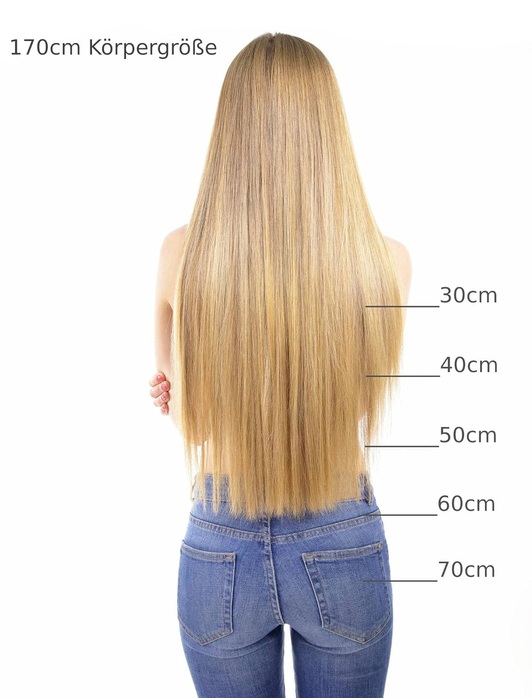 hair2heart Premium Extensions Echthaar Bondings glatt - 25 Strähnen 1 g 60cm 9/31 lichtblond gold-as