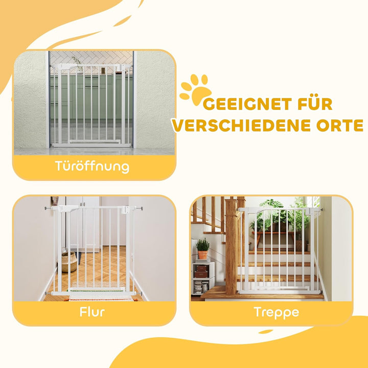 PawHut Treppenschutzgitter Absperrgitter Hund Schutzgitter ohne Bohren 76-82 x 76 cm Türschutzgitter