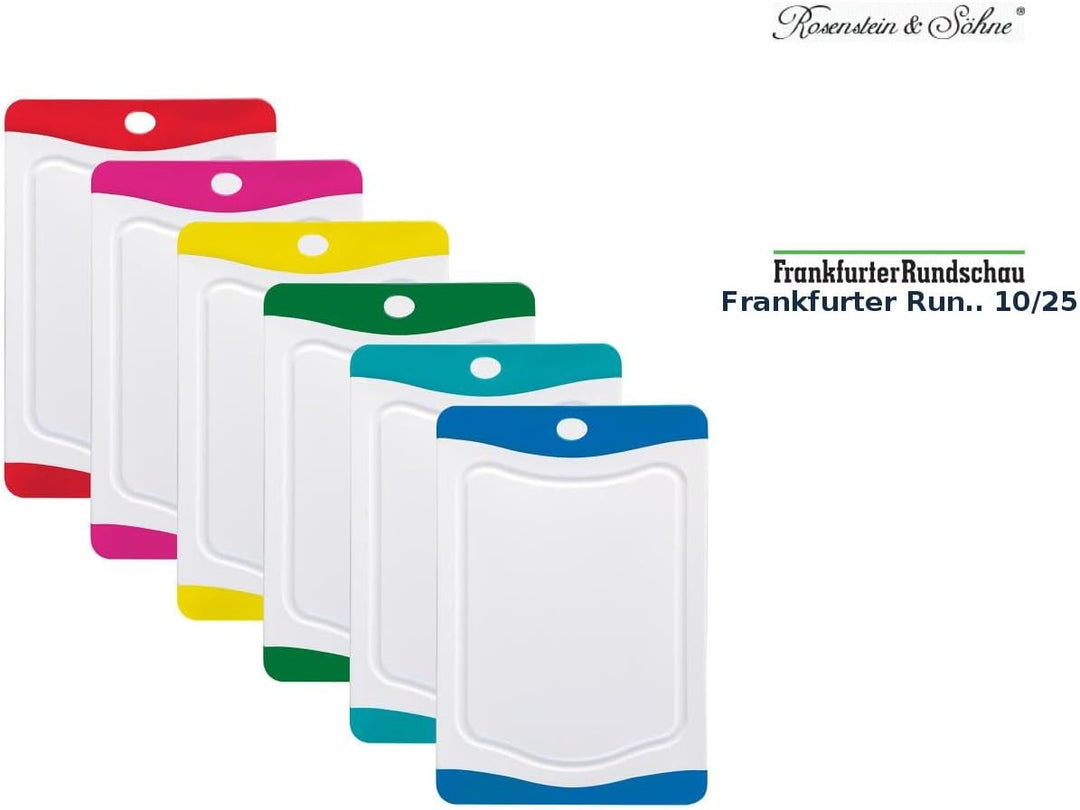 Rosenstein &amp; Söhne Frühstücksbretter: 6er-Set Schneidebretter in 6 Farben, antibakteriell, je 20 x 1