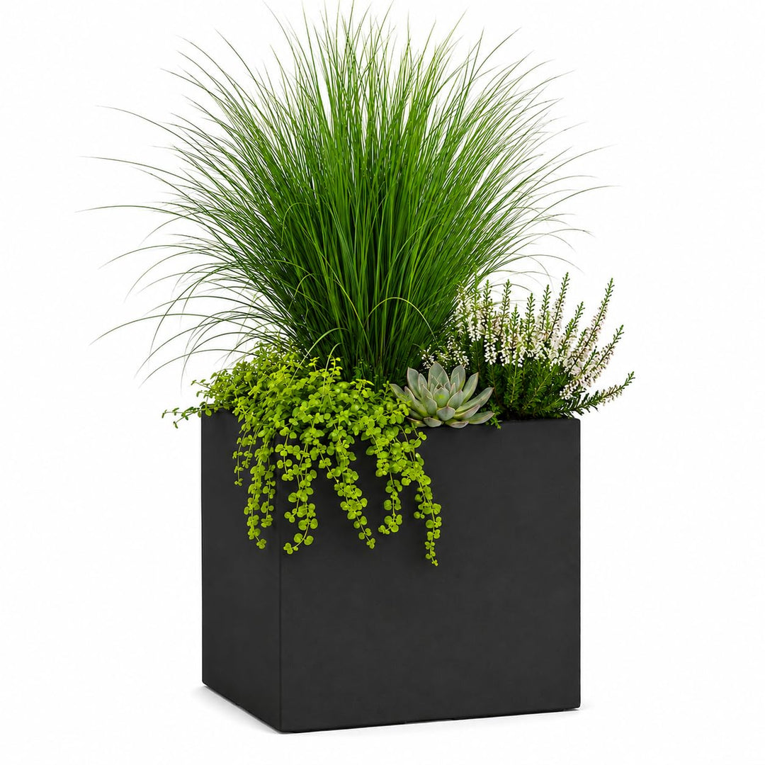 Pflanzwerk® Pflanzkübel Cube Anthrazit 45x55x55cm *Frostbeständiger Blumenkübel* *UV-Schutz* *Qualit