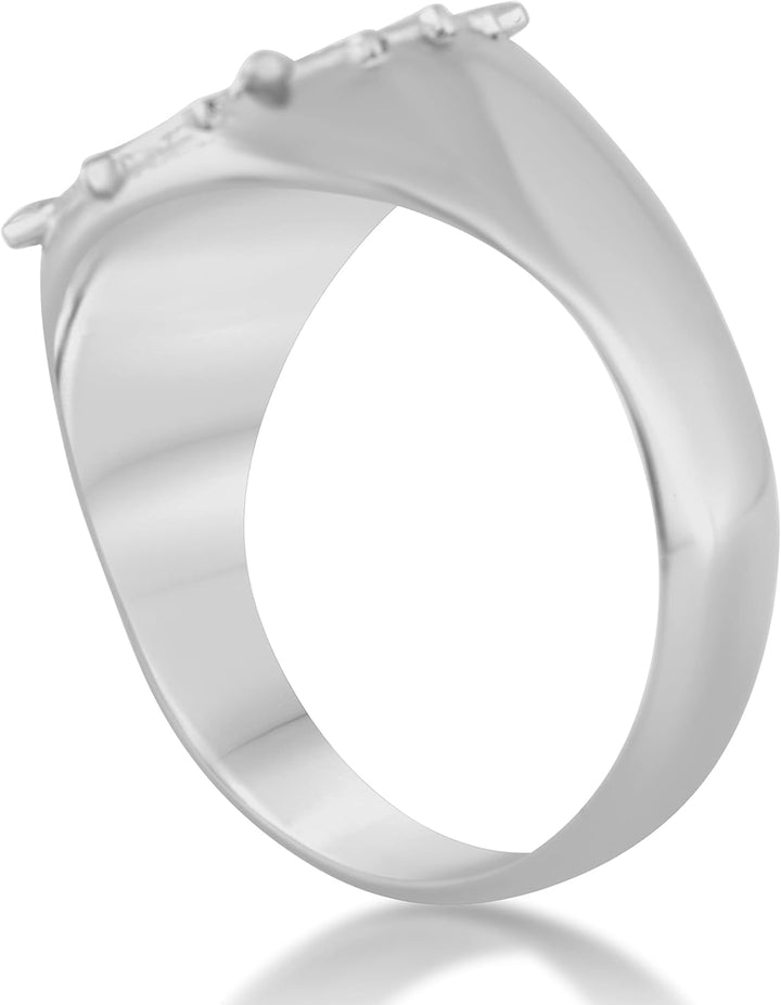 Akitsune Guidance Ring | Kompass Karte Nord Nautisch Ring Herren Edelstahl Designer Antik-Silber 54