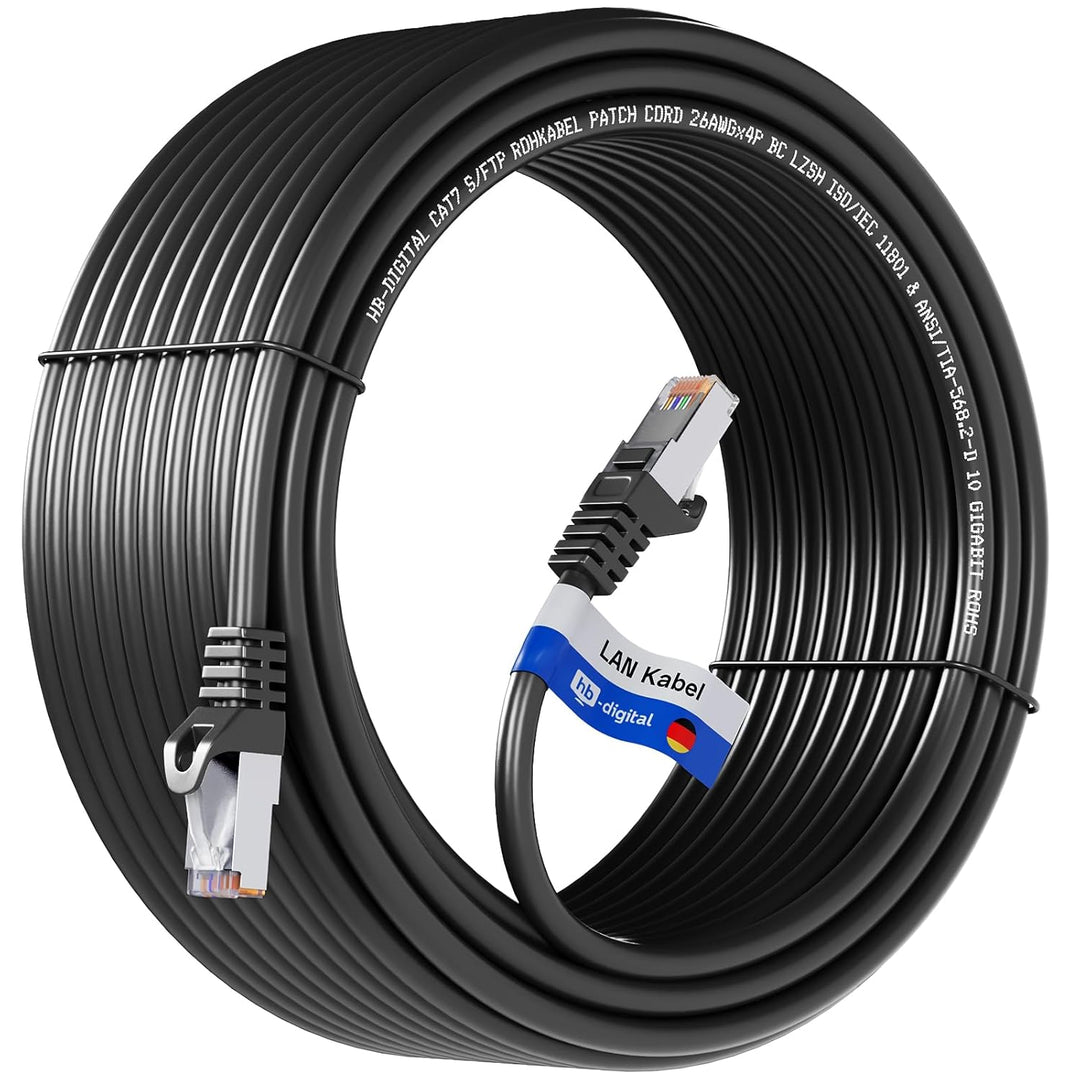 HB-DIGITAL 10x 2m LAN Kabel RJ45 Patchkabel mit CAT 7 Rohkabel S/FTP - GHMT zertifiziert - 10 Gigabi
