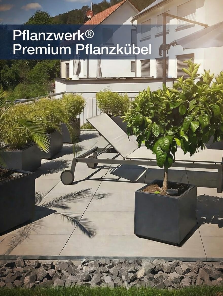 Pflanzwerk® Pflanzkübel Cube Anthrazit 45x55x55cm *Frostbeständiger Blumenkübel* *UV-Schutz* *Qualit