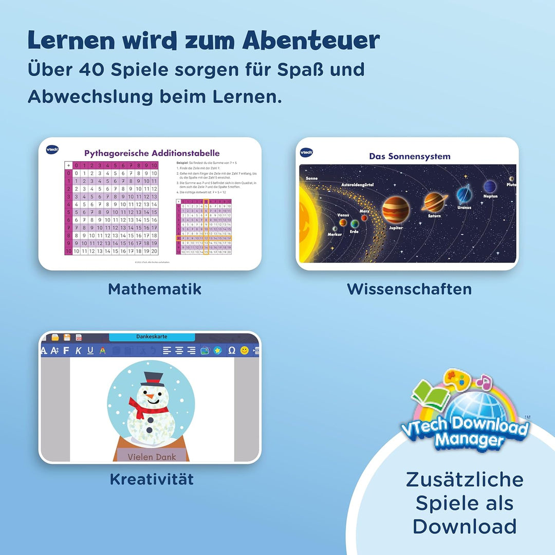 VTech Genio Lernlaptop XL pink – Lerncomputer mit grossen 7"-LCD-Bildschirm mit Internetzugang, Text