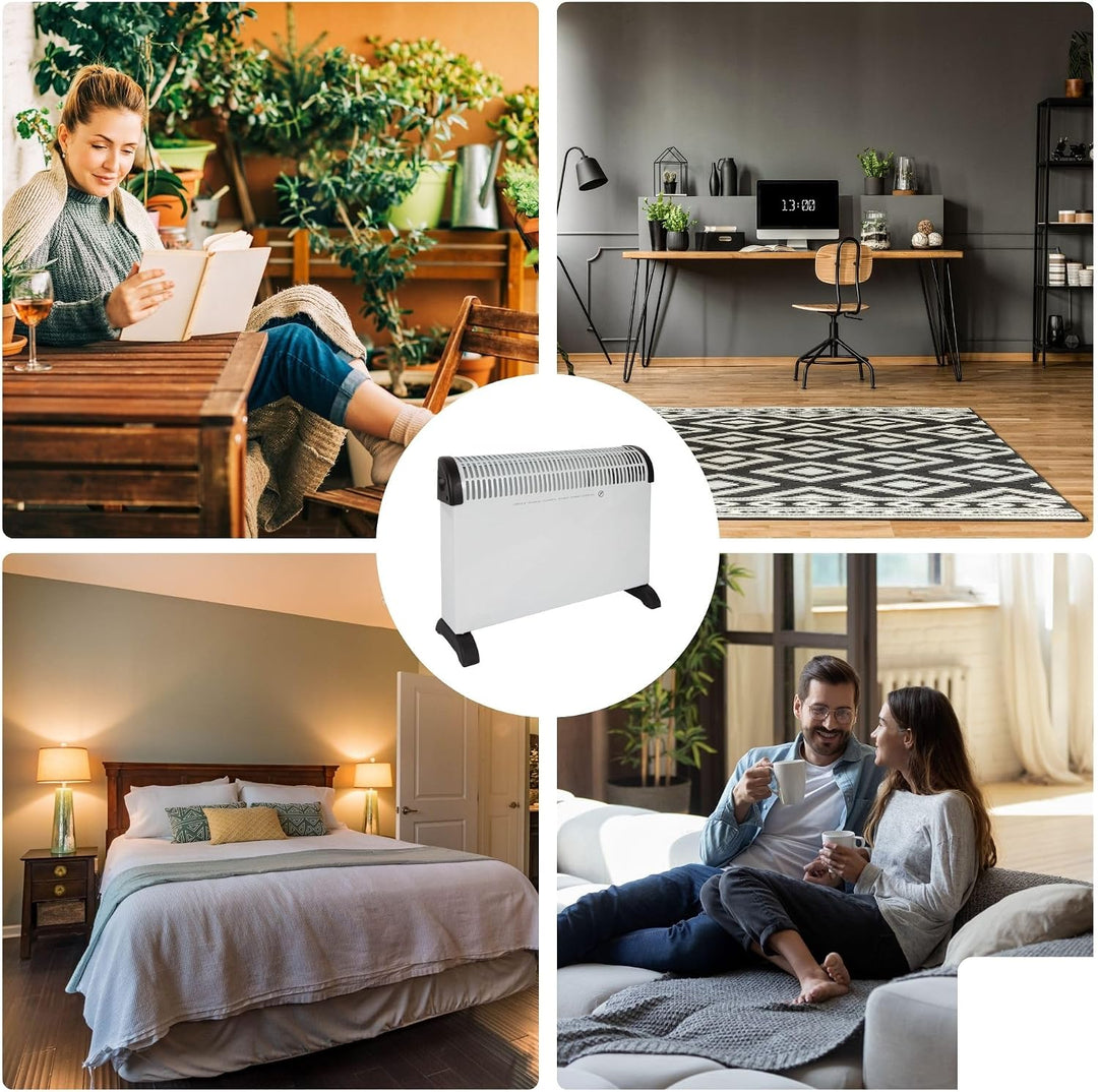 Perel Konvektorheizung 2000W, elektrischer Konvektor, Heizlüfter mit 3 Heizstufen, Turbolüfter, Ther