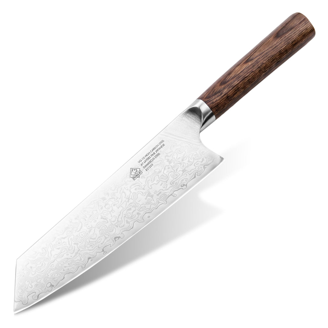 PUMA IP – 7" Santoku Messer - 198mm Klinge mit Glattschliff - 67-Lagen Damast mit japanischem V-Gold