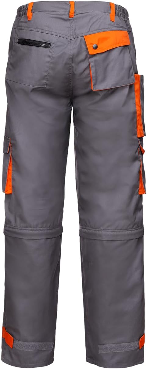 Stenso Desman Herren Bundhosen Cargohose und kurzen Arbeitshosen 2 in 1 - Grau/Orange 54, 54