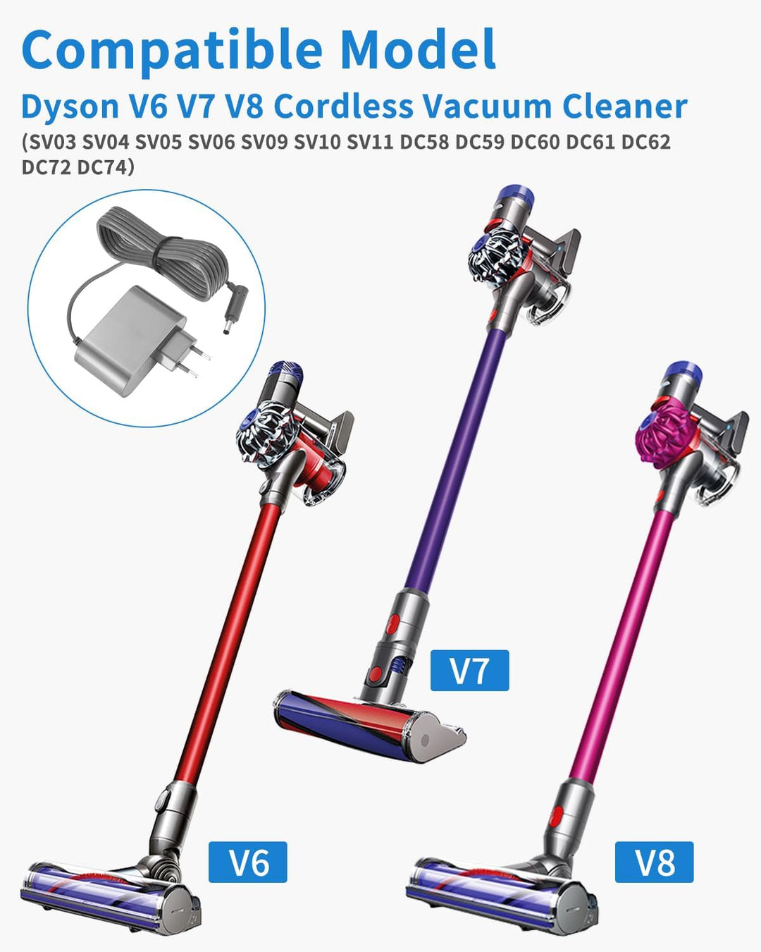 26.1V Ladekabel Ladegerät für Dyson V8 V7 V6 SV03 SV04 SV05 SV06 SV09 SV10 SV11 DC58 DC59 DC60 DC61