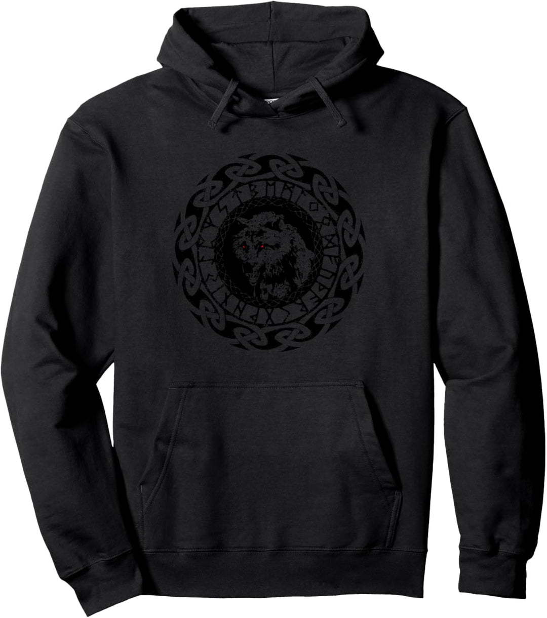 Wolf Geri Freki Fenrir Wikinger Runen Tribal Pullover Hoodie