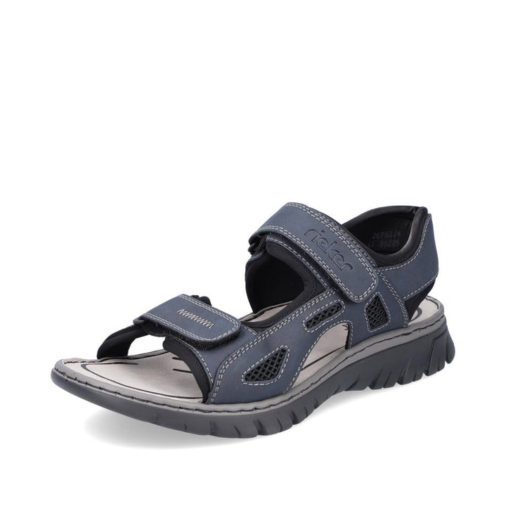 Rieker Herren Klassische Sandalen 22761, Männer Sandalen 40 EU Blau Navy Schwarz Schwarz 14, 40 EU B