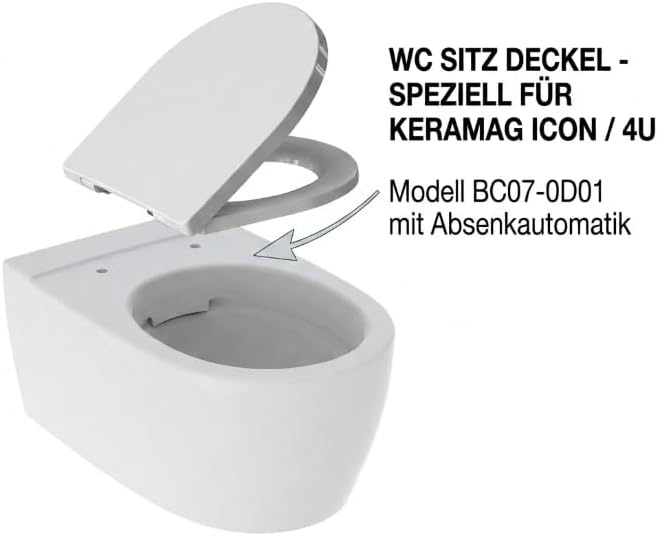 WC Sitz mit Deckel für Keramag &amp; Geberit iCon, 4U, Renova Nr.1, Weiss | Duroplast, Absenkautomatik (