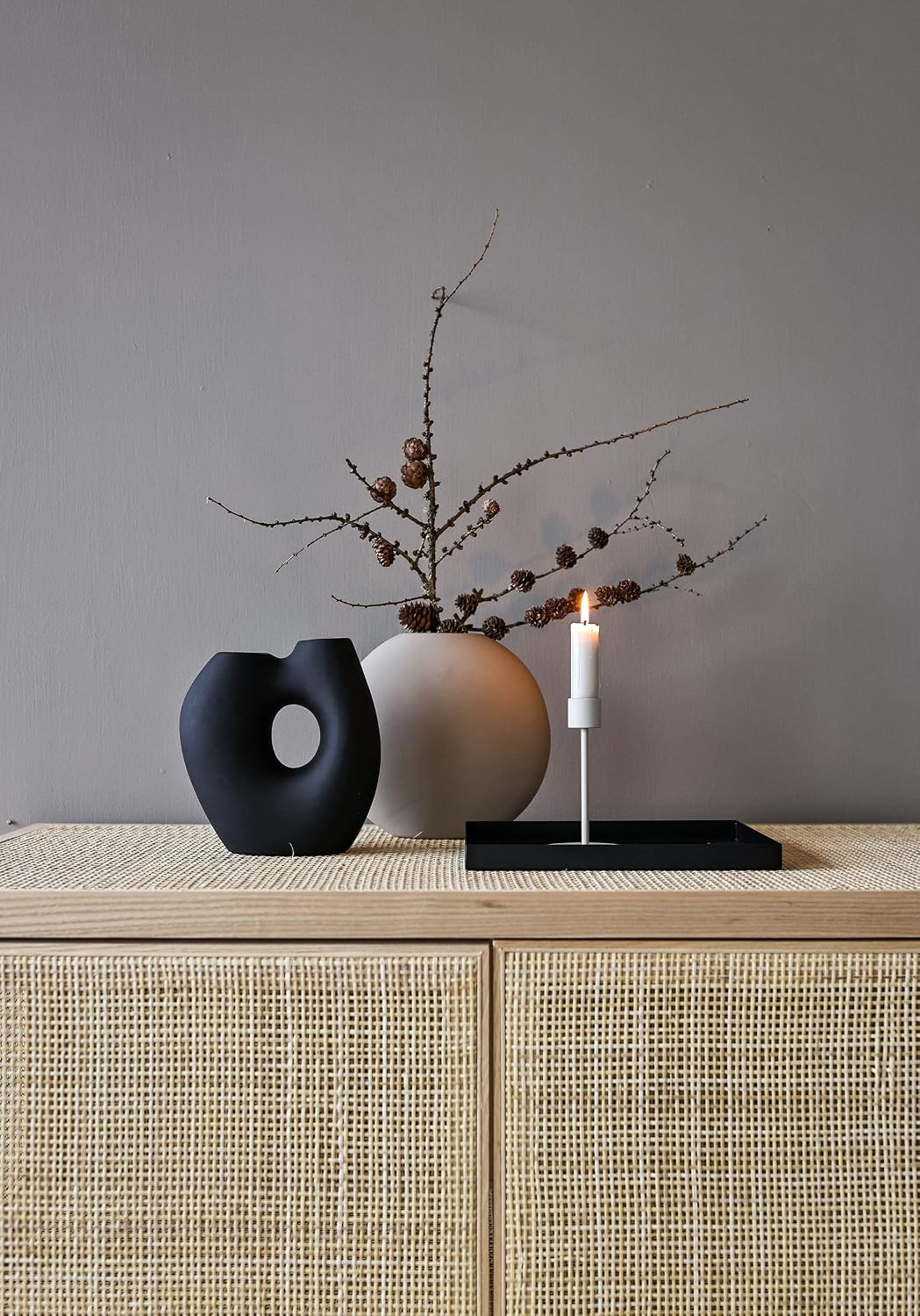Cooee Design Frodig Vase Black, Keramik, organische Form, Schwarz, W: 9, L: 18, H: 20 CM W: 9, L: 18