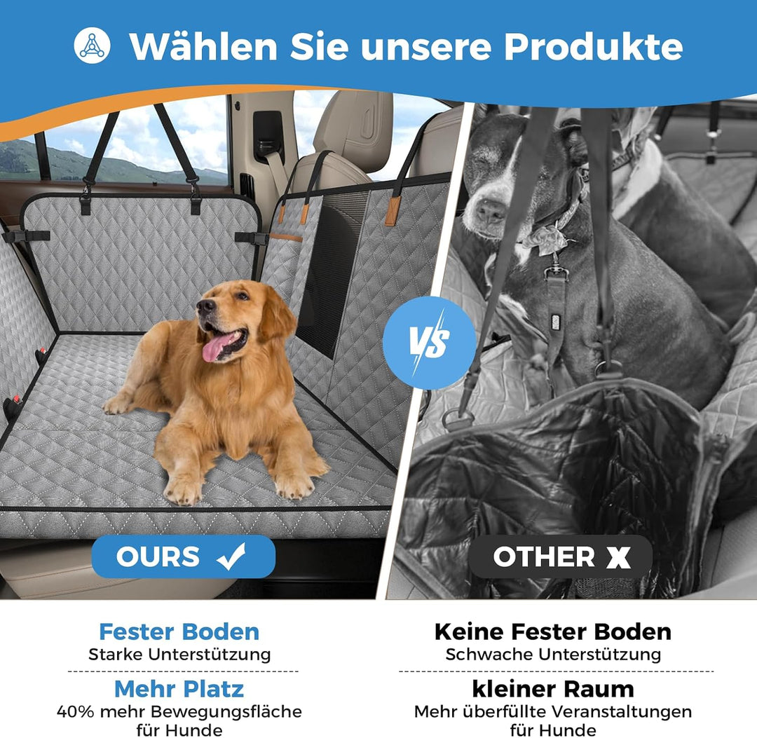 Hundedecke Auto Rücksitz, Wasserdicht, Kratzfest Hunde-Autositz Rücksitz, mit 8 Stabilen Hartholzpla