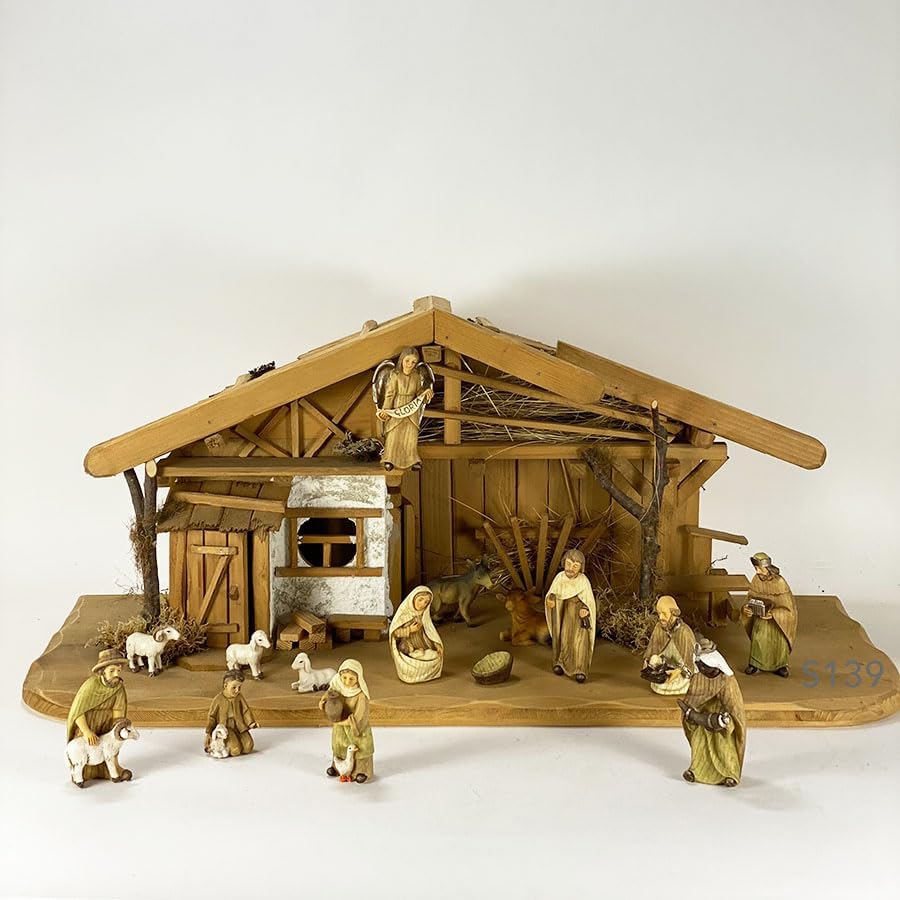 FADEDA Hirte mit Stab/Höhe:19 cm/handbemalt/detailgetreue Krippen Figuren - Weihnachten Tisch Dekora