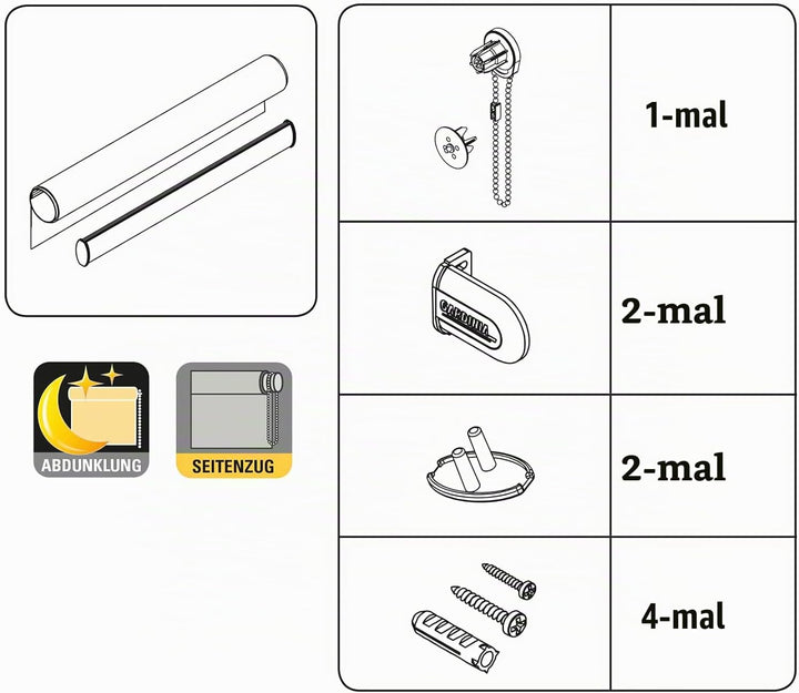 GARDINIA Seitenzug-Rollo zum Abdunkeln, Decken-, Wand- oder Nischenmontage, Lichtundurchlässig, Alle