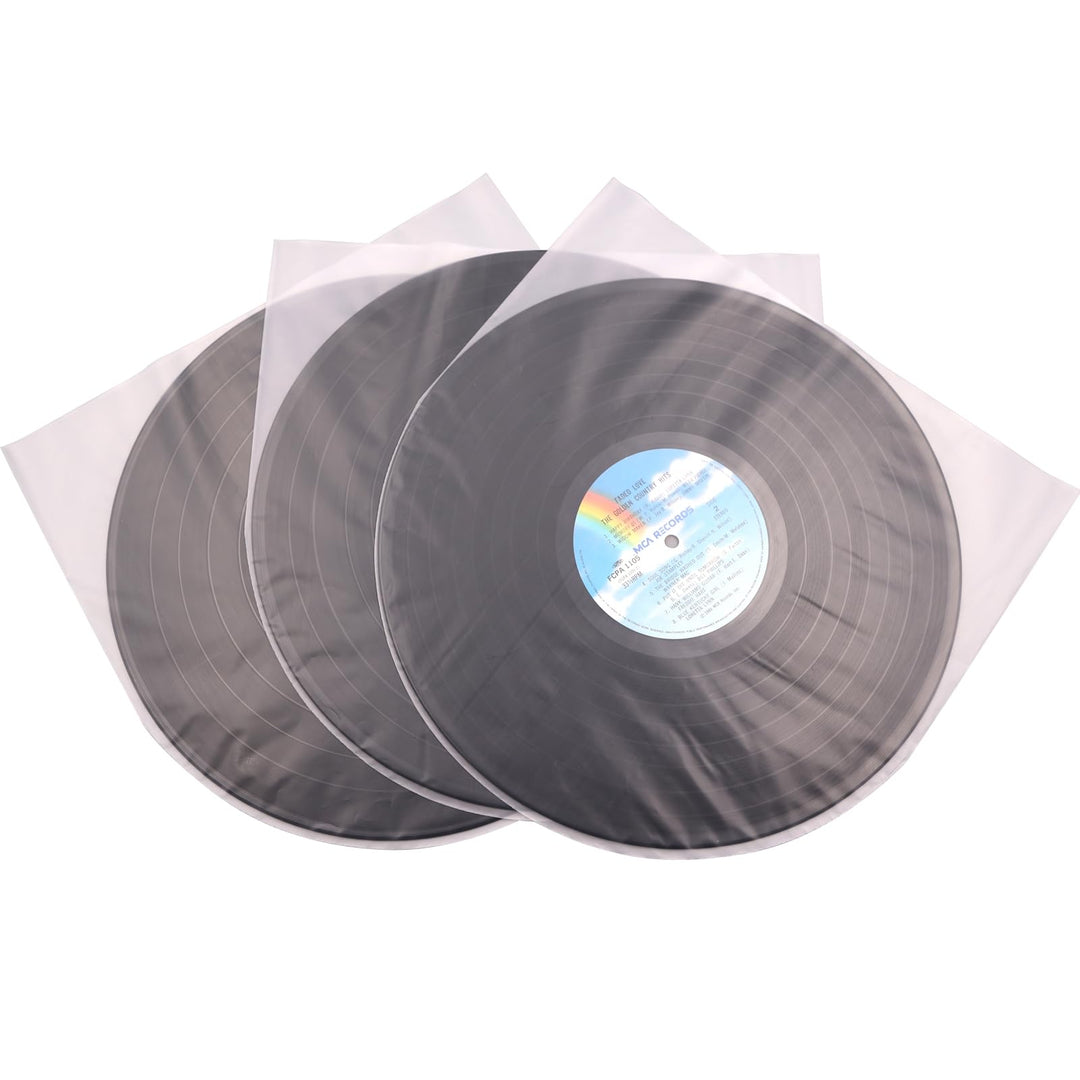 LP Innenhüllen aus Vinyl, transparent, antistatisch, Kunststoff, runde Unterseite, 30,5 cm, 50 Stück