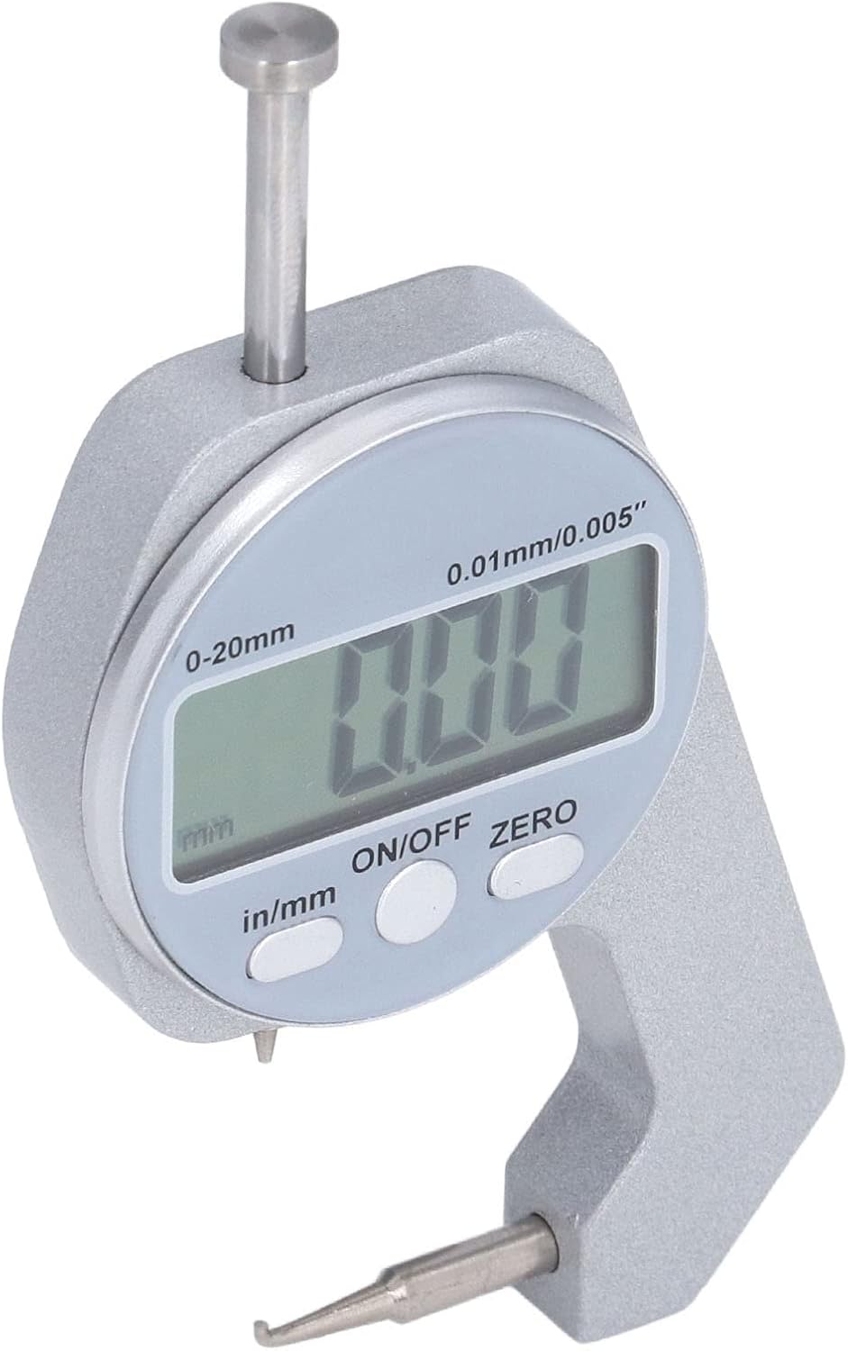 LiebeWH Dickenmesser 0-20 mm Bereich LCD-Digitalanzeige Kleine Mikrometerschraube mit Gebogener Spit