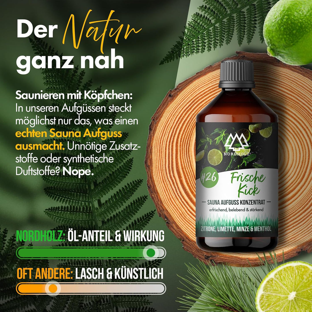NORDHOLZ® Saunaaufguss [54 Sorten 15ml, 100ml, 250ml] - Sauna Aufgussmittel für intensive &amp; erholsam
