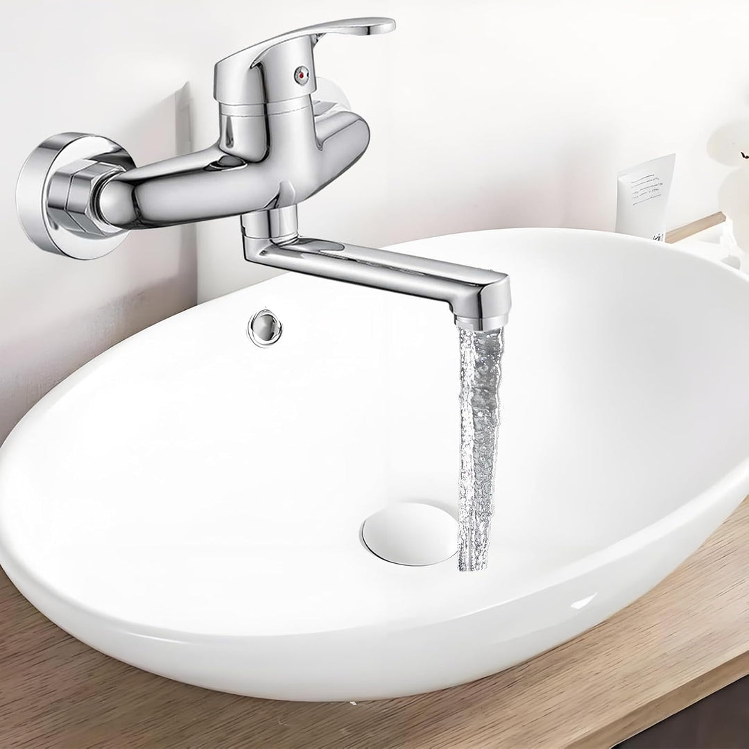 Wasserhahn Küche Wandmontage, Küchenarmatur 360° Drehbar, Kalt Und Heiss Einhebelmischer, Mischbatte