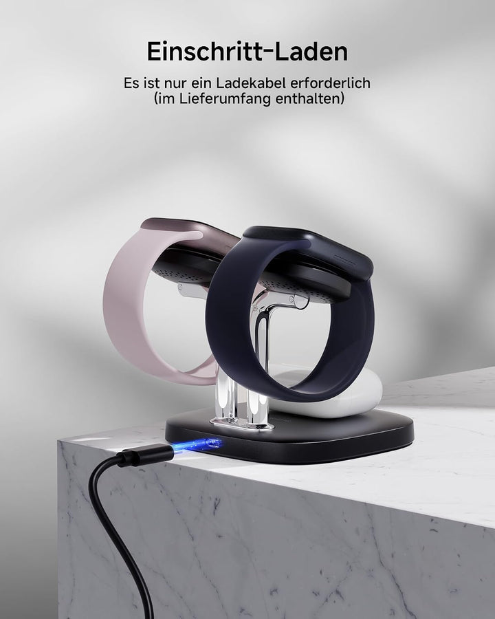 SwanScout Doppel Watch Ladestation für Apple Watch 11, SwanScout 704A, 3.3W Schnell Ladestation Komp