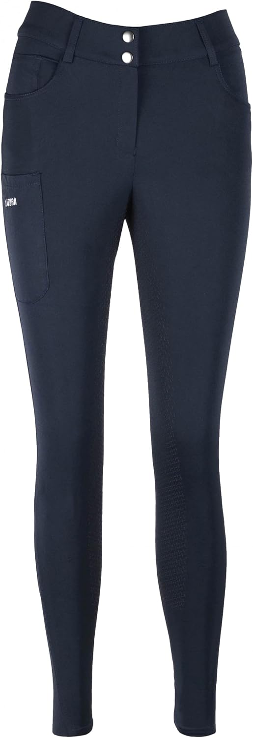 Lazura - Damen Reithose Pia | Vollbesatz aus Silikon | Reiterhose mit seitlicher Handytasche &amp; 4 Ein
