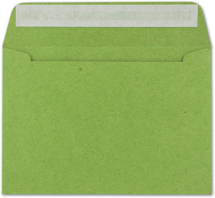 75x Vintage Umschläge in hellgrün (grün) - DIN B6 125 x 176 mm - 120 g/m² Kraftpapier Recycling Umsc