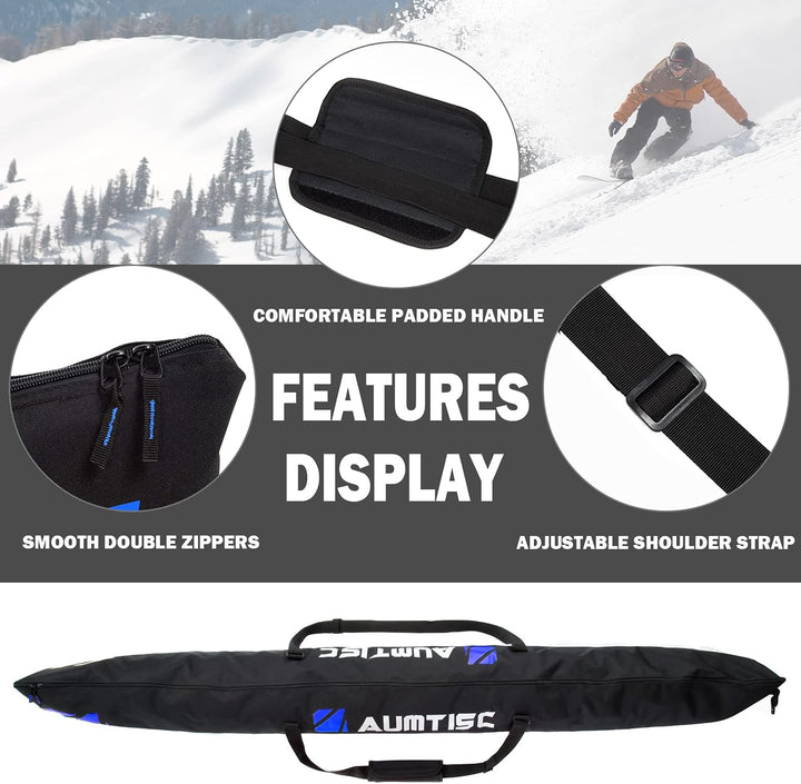 AUMTISC Skitasche Set Skisack &amp;Skischuhtasche Längenverstellbare Bis 200 cm für 1 Paar Ski &amp; Skischu