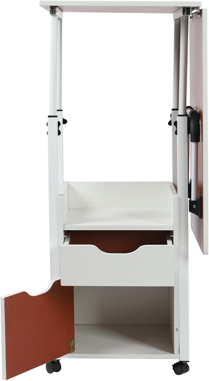Mobiler Nachttisch 100X40cm Betttisch Mit Rollen HöHenverstellbarer Bettschreibtisch Bis 20kg Beiste