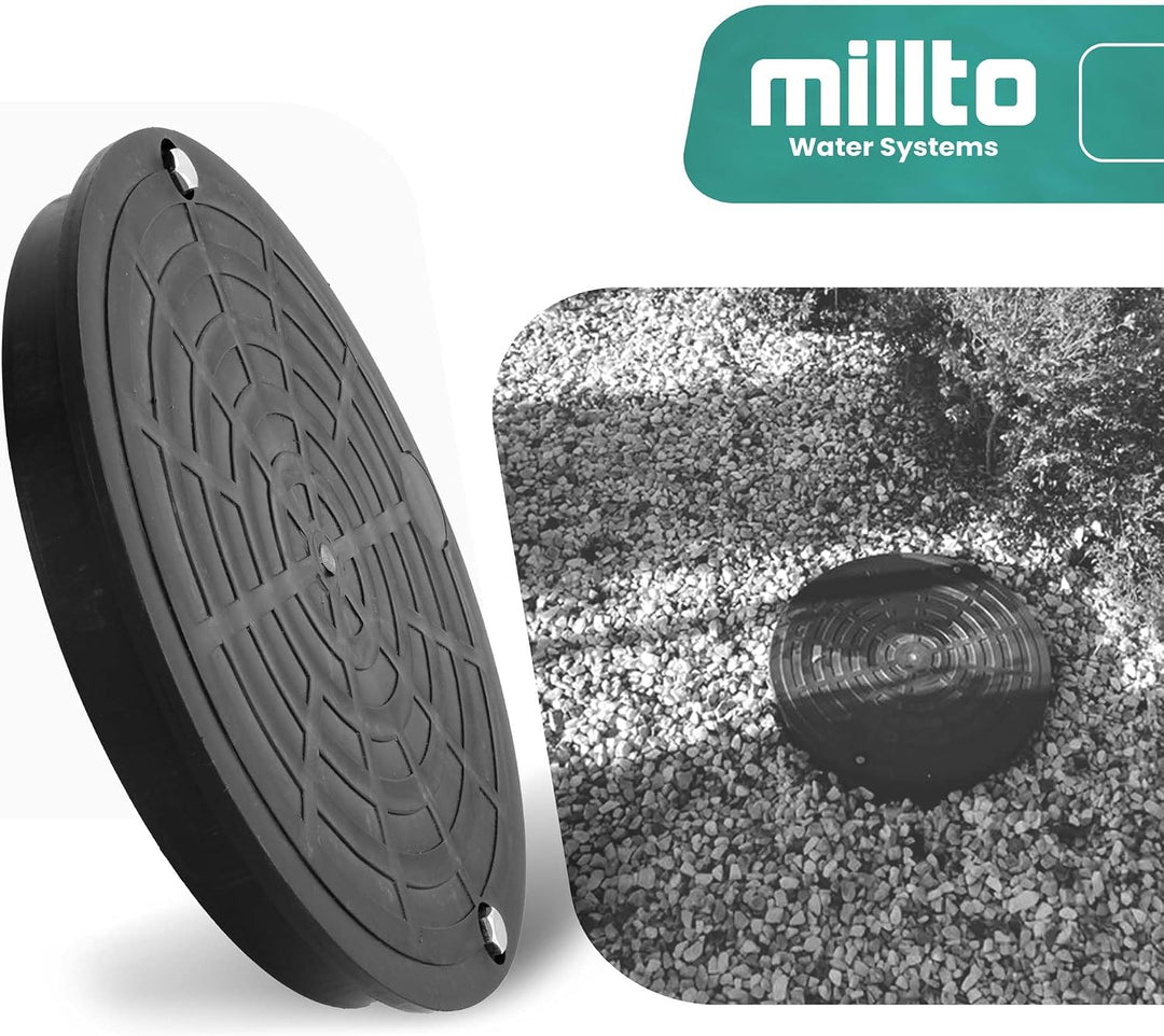 Millto 5X Schachtdeckel Kanaldeckel Kontrollschacht Abdeckung 315mm Glattrohr Schwarz Polypropylen-S